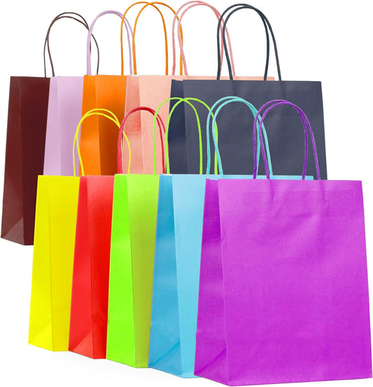 IYABA Pack of 30 Party Gift Bags - 10 Colors - Ideal for Celebrations, Kids Party